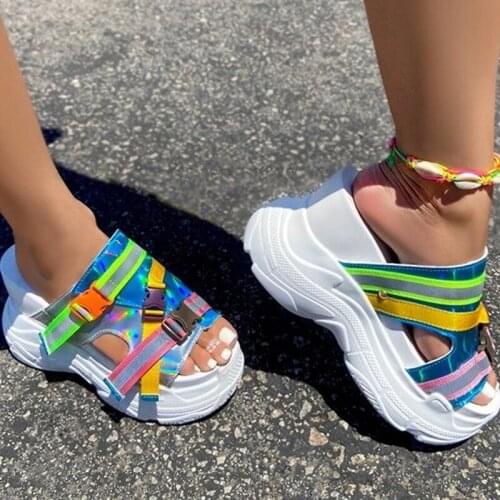 2020 Summer New Womans High Heels Shoes Summer Slippers Outdoor Beach Sandals Comfortable Open Toe Plus Size 40