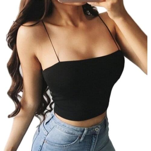 Women Summer Sexy Sleeveless Tube Top Spaghetti Straps Off Shoulder Camisole Solid Color Wrapped Chest Beach Sling Vest