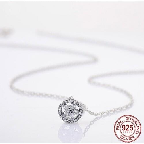 2021 new 925 Sterling Silver Flash Diamond Shining snowflakes Necklace for Women Simple Crystal Elegant Wedding Jewelry Gifts