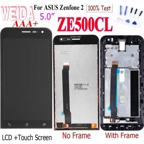 Tested 5.0" LCD For ASUS Zenfone 2 ZE500CL Z00D LCD with Frame Digitizer Replacement For ASUS ZE500CL Display Touch Screen