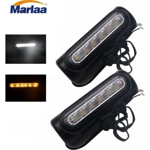 Marlaa 1 Pair Black Motorcycle Highway Bar Light Switchback LED Turn Signal Light Crash Bars for Touring Models