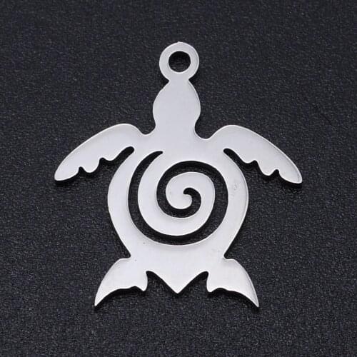 10pcs/lot 19*17mm Stainless Steel Sea Turtle Pendant Bracelet Charms DIY Jewelry Making Handicraft Accessories Wholesale