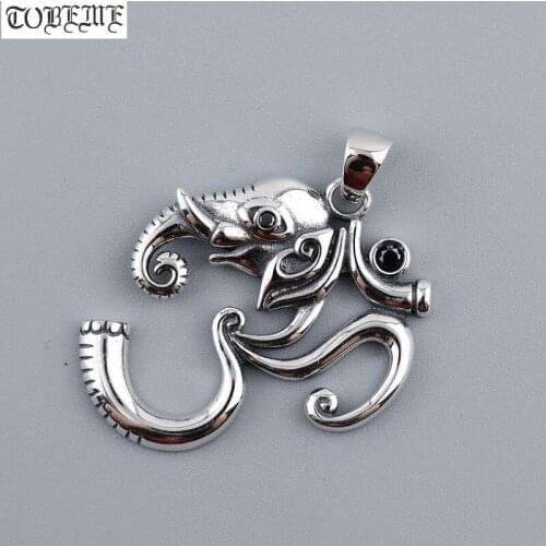100% 925 Silver Buddhist OM Pendant Tibetan Lucky Symbol Pendant Sterling Good Luck Pendant