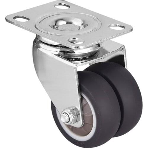 2PC/1.5-inch/2-inch flat-bottomed double wheels, furniture wear-resistant casters, industrial carts, silent universal wheels