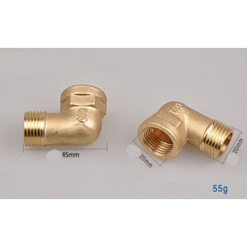 2pcs Full Copper thickening G1/2" Female L Type pipe gas pipe fittings Elbow Tube Connectors
