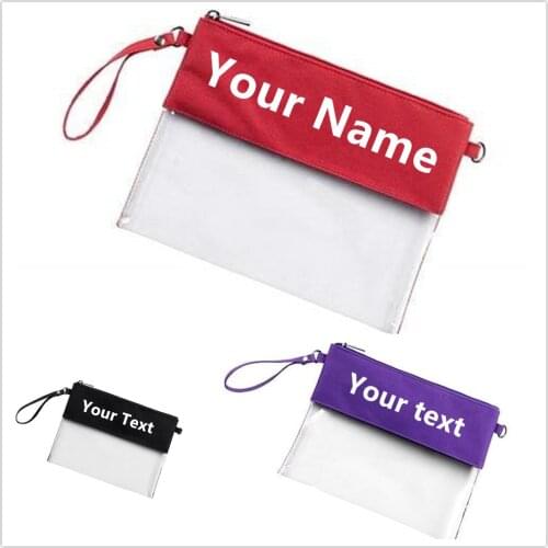 3 Colors Personalised Clear Game Day Bag Custom Clear Zipper Pouch Personalized Clear Stadium Bag Unique Cosmetic Bag for Her