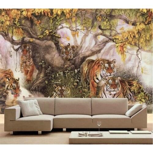 Beibehang Custom wallpaper 3d murals tiger downhill tiger king domineering TV sofa living room background wall papers home decor