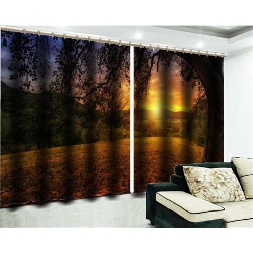 3d Curtain Under The Big Tree Beautiful Dusk 3d Landscape Curtains Decorative Interior Beautiful Blackout Curtains