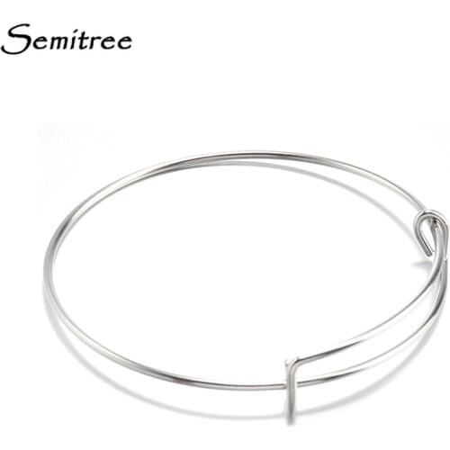 Semitree 5pcs Stainless Steel Wire Bangle DIY Adjustable Bracelet Charms Making Fashion Jewelry Accessories Handmade Findings