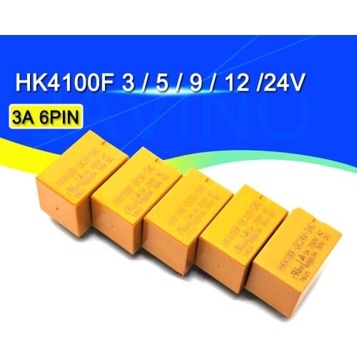5PCS Relay HK4100F-DC12V-SHG HK4100F-DC5V-SHG 6 pin 3A 3V / 5V / 9V / 12V / 24V HK4100F-DC24V-SHG HK4100F-DC3V-SHG JAVINO