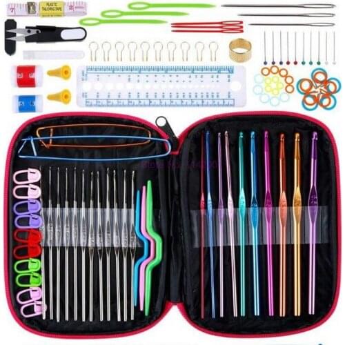 50set 100pcs/set DIY 22 Sizes Crochet Hooks Needles Stitches Knitting Craft Case Crochet agulha set Weaving Tools Sewing Tools