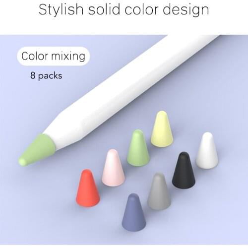 8pcs Silicone Replacement Tip Case Nib for apple pencil 1st Protective Cover Skin for apple pencil 2 case Tablets stylus cover