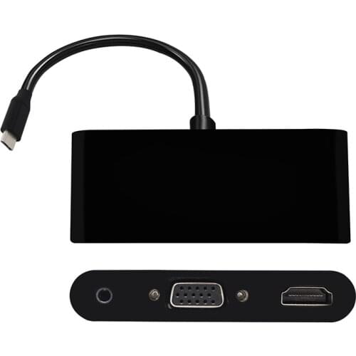 3 in 1 USB 3.1 Converter adapter, Type C to HDMI+VGA+3.5mm Audio Female Support 4K *2K 1080P