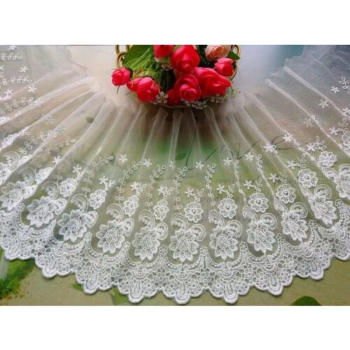 5Yds Free Shipping!Handmade DIY Clothes Accessories Black White Vintage Cutout Gauze Embroidery Ultra Wide Lace Decoration