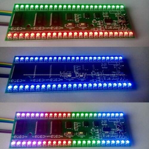 Assembled 5V RGB MCU Adjustable Display Pattern 24 LED VU Level Indicator Meter Dual Channel