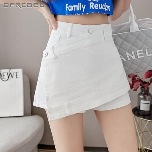 White Blue Retro Womens Denim Skirts Shorts Summer 2021 High Waist Streetwear Unique Ladies Jeans Short Skirt Feminino