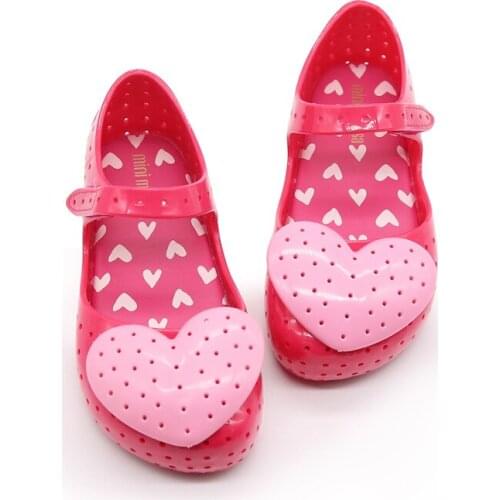 Mini Melissa Heart Girl Sandals 2020 New Jelly Sandals Kids Sandals Children Beach Shoes Non-slip Toddler Shoes