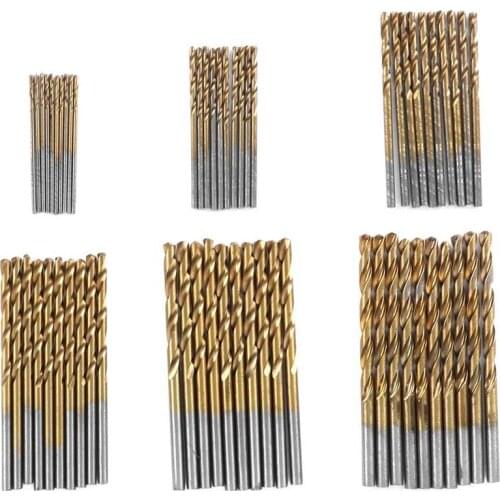 Electric Earth Augers 60 Pcs Twist Drill Titanize Wear Resistant Durable Open Hole Straight Round Handle Drilling Tools