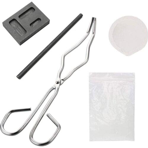Graphite Crucible Set, Ingot Mold Set including Melting Kit Silica Crucible Graphite Rod Graphite Ingot Mold 25cm Crucible Tong