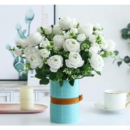 Artificial Flowers for Decoration Silk Rose Peony Mariage Bouquet High Quality Fake Flower Christmas Home Wedding Decor Wreath