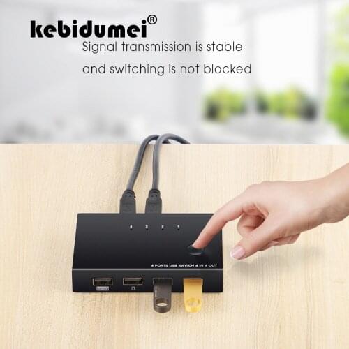 Kebidumei USB Switch KVM Switch USB 2.0 Printer Box 4 In 4 Out Computer Peripherals KVM Switches for PC Moniter USB Sharing Box