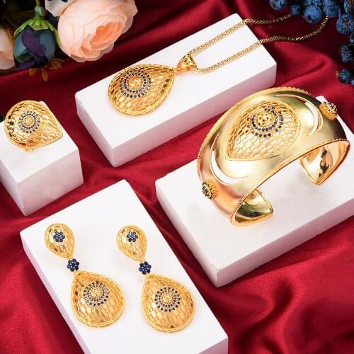 Brand Luxury Gorgeous Necklace Earrings Bangle Earrings Jewelry Set for Noble Women Wedding Party Show Jewelry High Quality