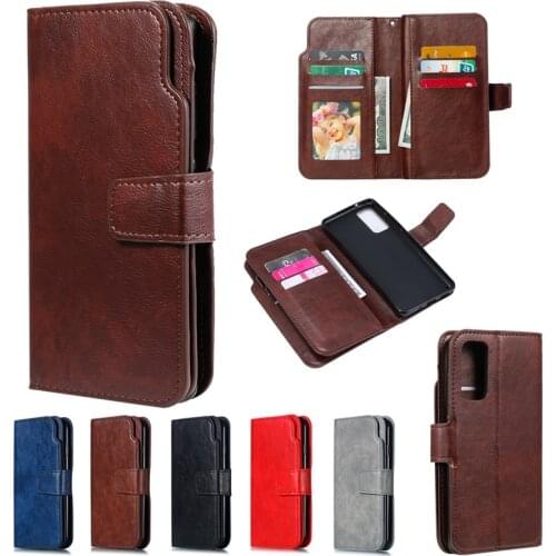 Leather Flip Cover for Samsung Galaxy A31 A21S A10S A20S M30S A7 A8 A6 S9 S8 Plus 2018 Case 9 Cards Business Wallet with Strap