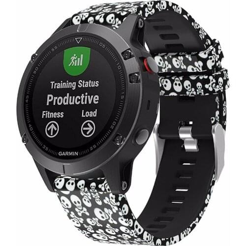 Easy Fit 22mm Width Silicone Printed Replacement Band Strap Wristbands for Garmin Forerunner 935 Fenix5