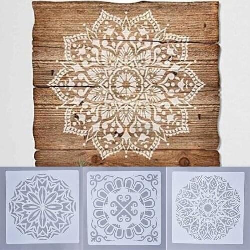 Mandala Lotus Stencil Painting Geometry Floor Wall Decorative Template DIY Scrapbook Coloring Embossing Album Tool