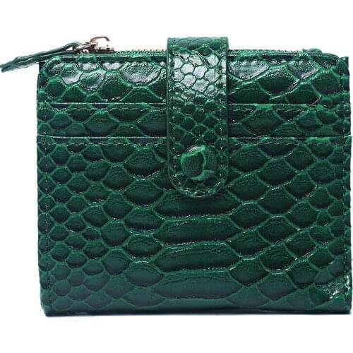 PUOU 2020 Fashion Unisex PU Snakeskin Pattern Women Wallet Zipper Purse Card Package Card Holder Card Wallet Two-fold Wallet