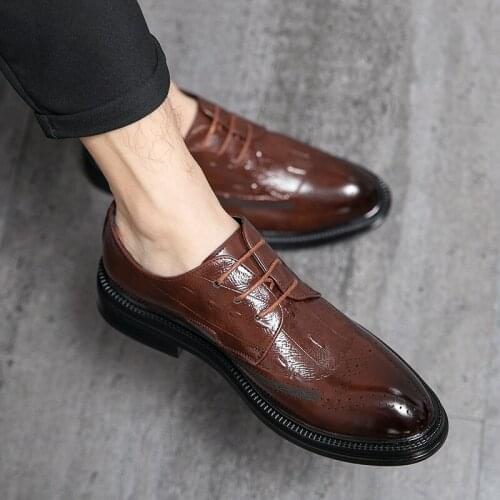 Men Casual Shoes College Style oxfords Non-Slip Driving Shoes lace up outdoor fashion leather Leisure Business wedding Shoes men