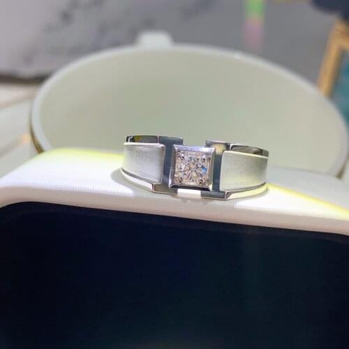 18k White Gold 0.46Carat I-J Color SI Real Natural Diamond Engagement Ring for Men 100% Little Luxury Diamond Men Band