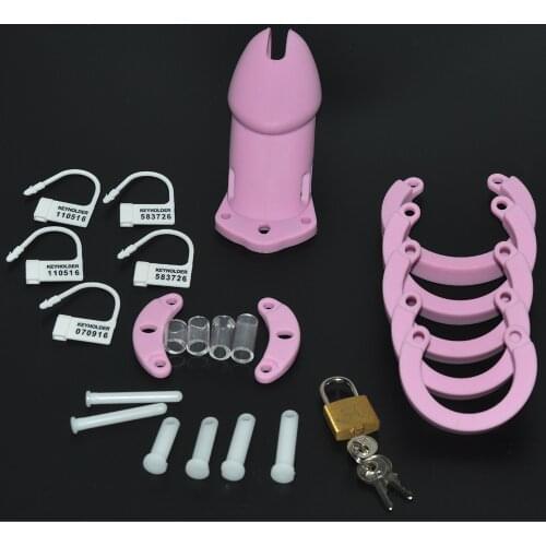 Male Soft Silicone Chastity Lock Penis Belt Device Bird Cage With 5 Size Rings Sex Toys CB6000s