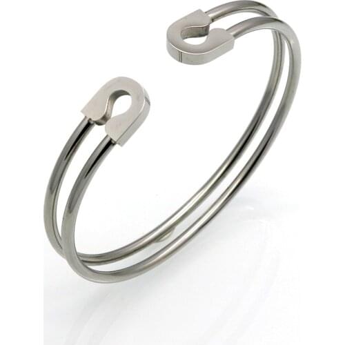 Delicate Fashion Classic Pin Bracelets & Bangles Jewelry Stainless Steel Pin Shape Bangles for Women Party Gift