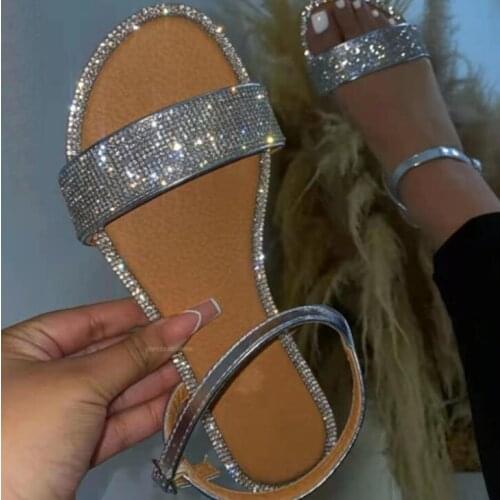2021 summer women new high-heeled rhinestone single layer plush plus size sandals outdoor banquet fashion ms slippers