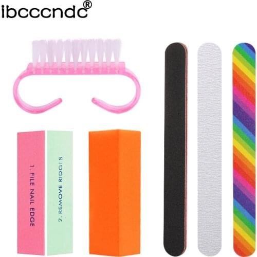 6pcs/lot Nail Files Brush Buffing Grit Sand Fing Nail Art Tool Accessories Sanding File UV Gel Polish Polishing Manicure Tools