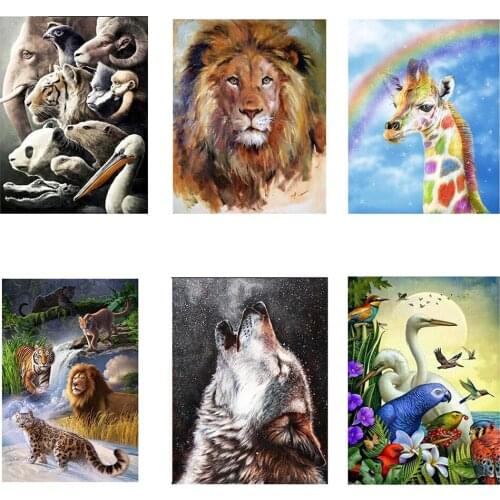 Full Round Diamond 5d Diy Diamond Painting "tiger Lion Leopard" 3d Diamond Embroidery Cross Stitch Rhinestone Mosaic Paintings F