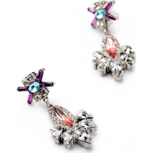 Bulk Price Colorful Jewelry of the Most Popular Simple Elegant Resin Plant Shiny silver color ColorStud Earrings