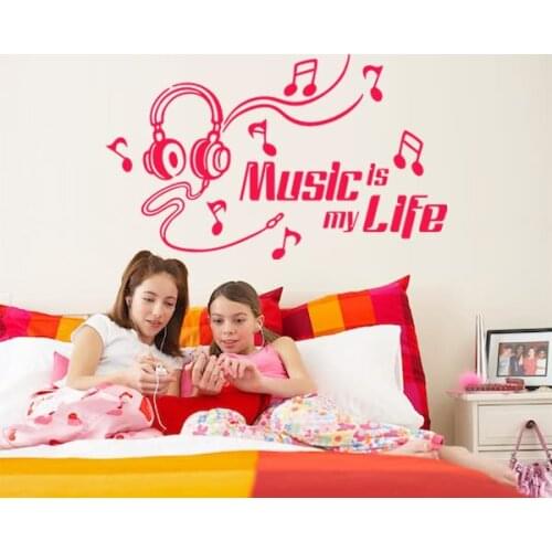 Pop music is my life all references vinyl wall decals home living room wall stickers mural art deco Y-82