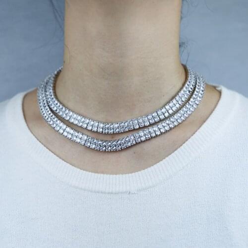 Rapper Jewelry Big cz Rhinestone Tennis Necklace Iced Out Choker for Women Hip Hop Punk Crystal Chain Necklace Choker Collar