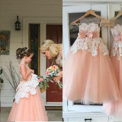 Pink Flower Girl Dresses for Wedding Party First GIrl Pageant Communion Dresses vestidos primera comunion para ninas