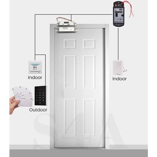 Rfid access control system electric drop bolt door lock 125khz keyless access control with doorbell for home/office/escape room