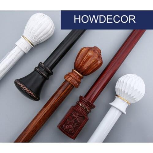 Thick Modern Nordic Style Solid Silent Rome Rod With Decorative Flower Head Single or Double Curtain Rod