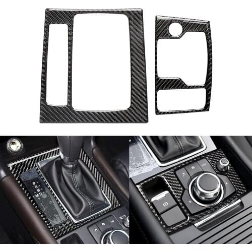 Carbon Fiber Styling Car Interior Gear Shift Panel Cover Trim For Mazda 3 Axela BM BN 2014 2015 2016 ABS Plastic