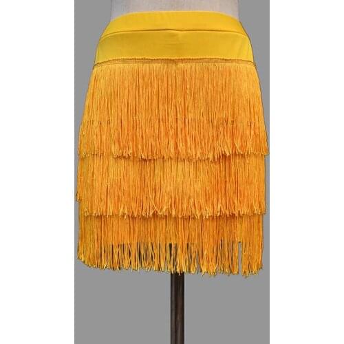 Women Stretchy Bodycon Fringed Skirts Plus Size 4xl 5xl Casual Cake-Layer Mini Tassel Skirt For Latin Dance Chacha Rumba Tango