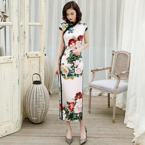Fashion Cheongsam Women Chinese Dress Qipao Long Oriental Style Dresses Robe Longue Femme Traditional Evening Gown Chipao