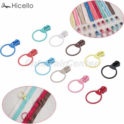10pcs/set Zipper Sliders O Ring Round Resin 3# Metal Leather Zippers Head Pulls Replacement DIY Sewing Craft colorful Hicello