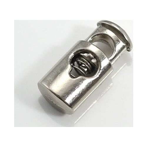 10pcs Single holes Stopper Spring Toggle Buckle Button Cord Locks Clasps Drawstring Stops End Clasp Silver Plated