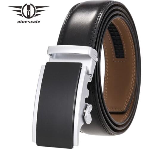 2021 Cowskin Genuine Leather Belts for Men 3.5cm Width Luxury Brand Fashion Automatic Buckle Black Dark Brown Mens Belts B454