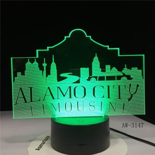 Alamo City Usb 3D Led Night Light Atmosphere Lamp Decor USB Kids Baby Gift Famous Buildings Party Desk Lamp Bedside Light 3147